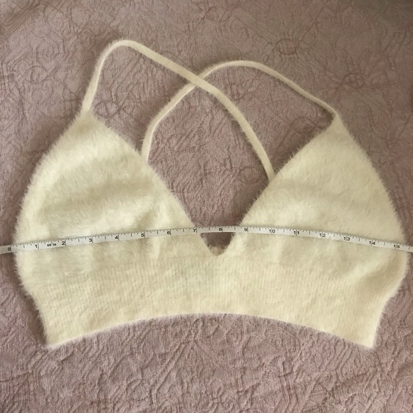 White Fuzzy Knit Bralette - Picture 8 of 9